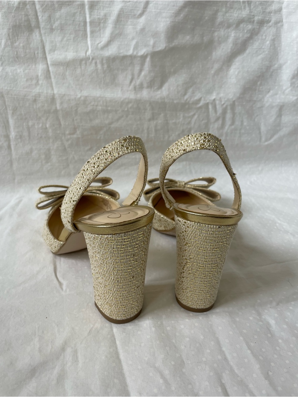 Jessica Simpson Nekira 3 Slingback Heel Pumps - Natural Gold Glitter size 8 New - Picture 7 of 12